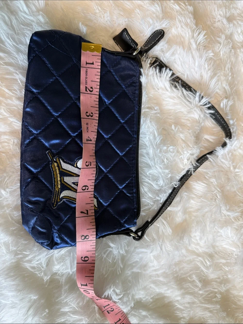 Milwaukee Brewer Quilted Navy Wristlet Clutch with Embroidered Patch